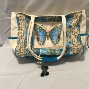 Kate McRostie Turquoise With Sequin Butterfly Bag